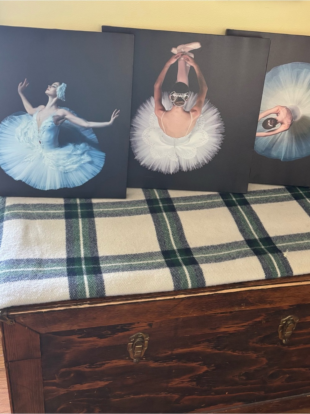 Ballerina Canvas Trio Wall Art - White Tutu Dancers 16x 16 square